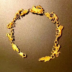 Vintage 14k Noah’s Ark Charm Link Bracelet